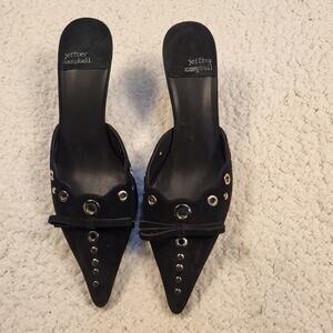 Jeffrey Campbell Gratis pointed-toe mule black suede Womens size 6